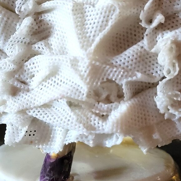 Antique Muller Dresden Lace Figurine Volkstedt Germany Blue MZ Crown Mark *Read - Picture 14 of 14